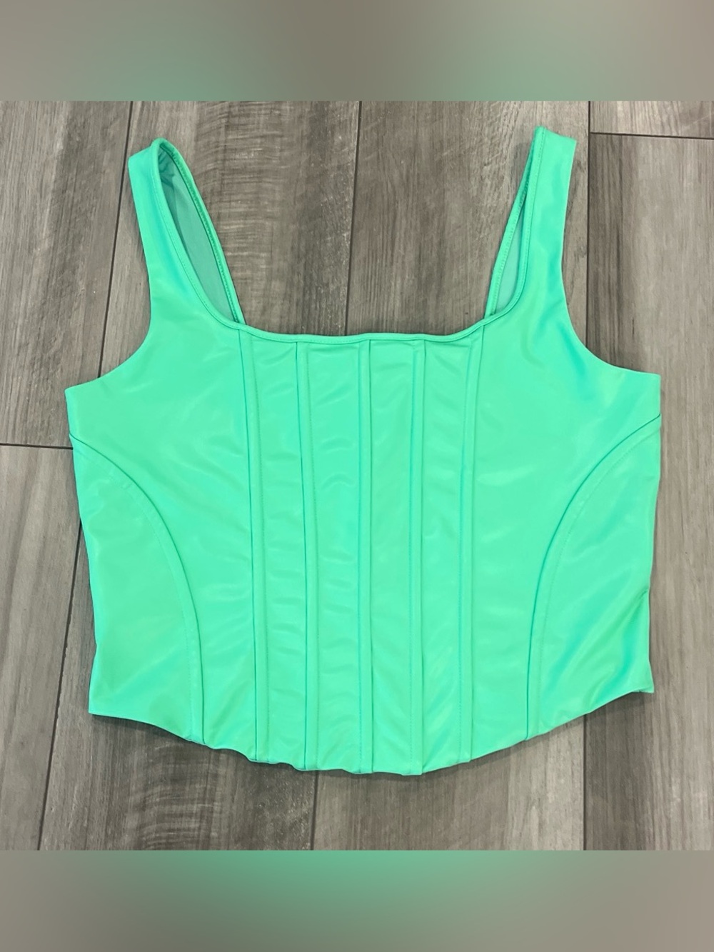 Express Body Contour Green Corset Cropped Tank